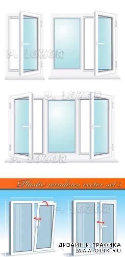 Plastic windows vector set 3