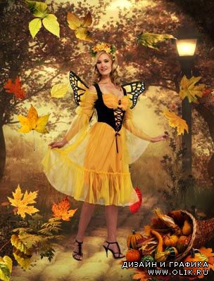 Шаблон для фотошопа "Женщина бабочка"
