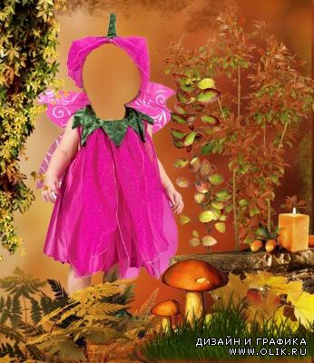 Шаблон для фотошопа "Девочка в осеннем лесу"