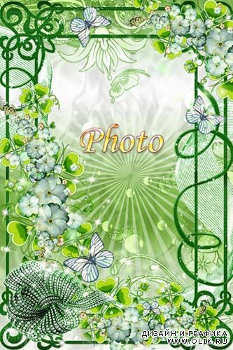Цветочная рамка для фото - Зелёная фантазия