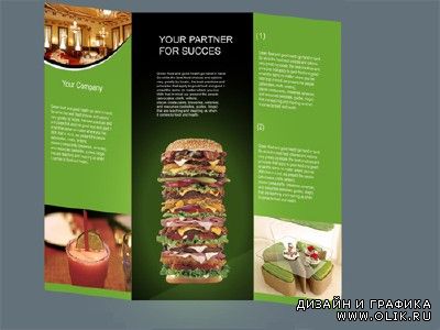 Fast Food Restaurant tri-flod Brochure - PSD files