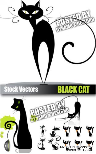 Черная кошка - векторный клипарт