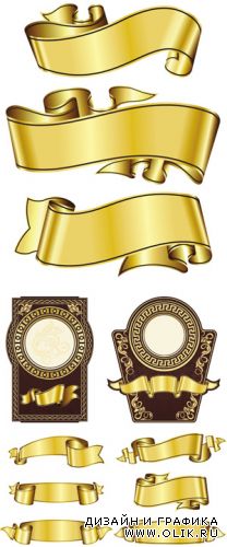 Golden Ribbons & Labels Vector