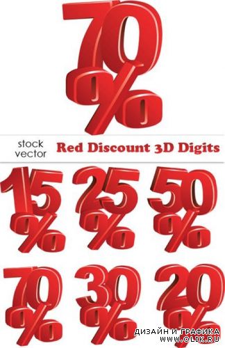 Vectors - Red Discount 3D Digits