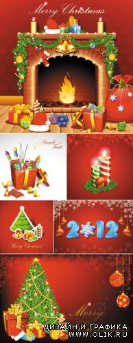 Christmas and New Year 2012 Vector