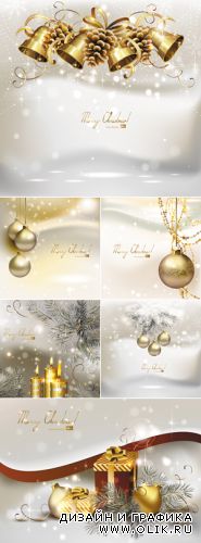 Elegant White Christmas Backgrounds Vector