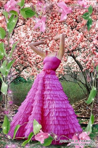 Шаблон для монтажа в PHSP - В розовом платье