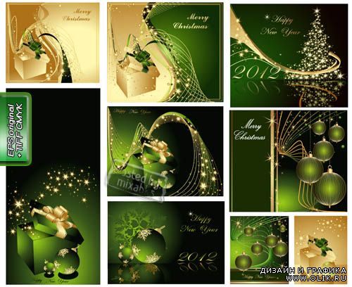 Зеленый новогодний стиль 2012 (eps vector + tiff in cmyk)