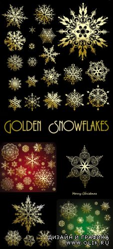 Golden Snowflakes Vector