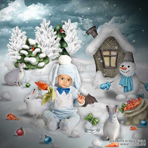 Рисованный зимний скрап - набор - Lovely holiday