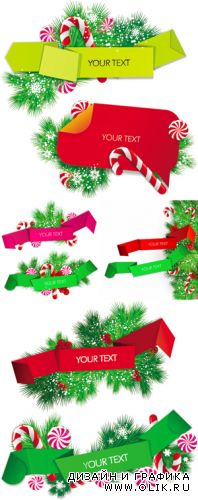 Christmas Origami Banners Vector
