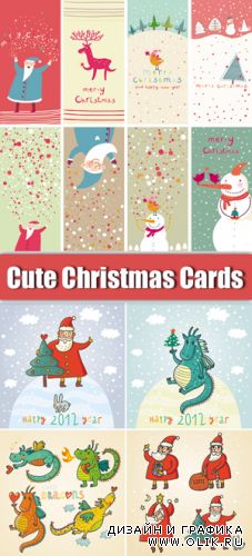 Cute Christmas Cards Vector