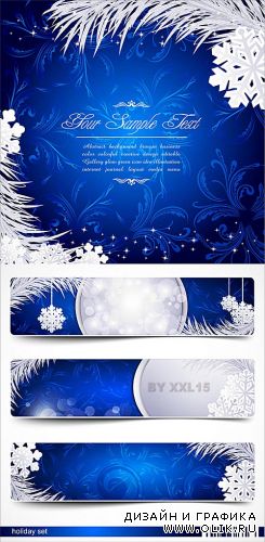 Blue winter background and banner