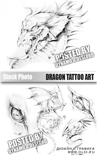 Татуировки с драконами - растровый клипарт