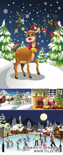 Winter & Christmas Backgrounds Vector