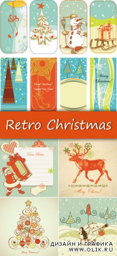 Retro Christmas Backgrounds Vector