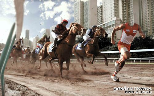 Шаблон для фотошопа мужской - соревнования с лошадьми