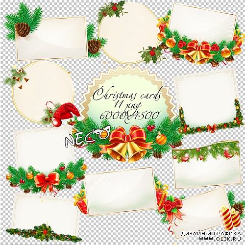 Christmas cards cliparts - Набор рождественских открыток для оформления