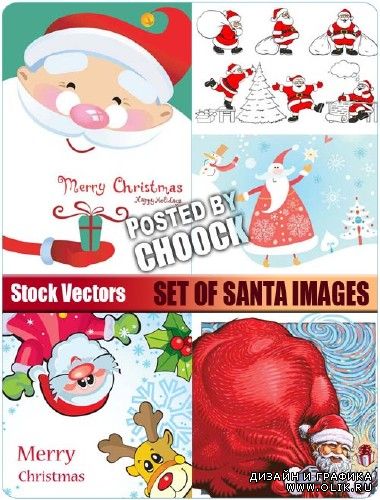 Коллекция изображений Санта Клауса - векторный клипарт