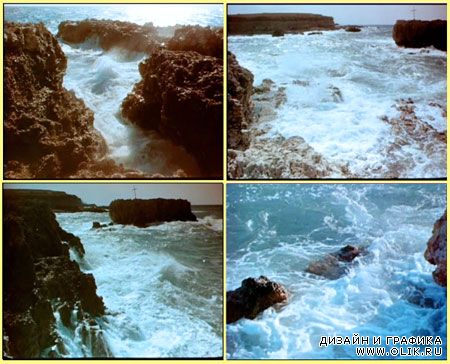 футажи природа - Море,волна,скалы
