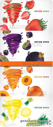 Фруктовый смерч | Fruit with juicy twister vector 