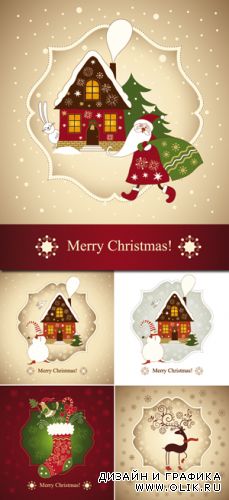 Cute Christmas Cards Vector