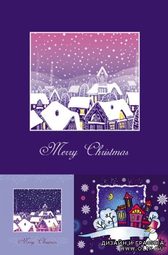 Blue New Year & Christmas Cards Vector