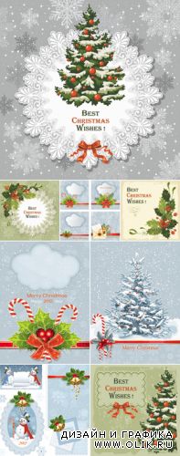 Vintage Christmas Cards Vector 2