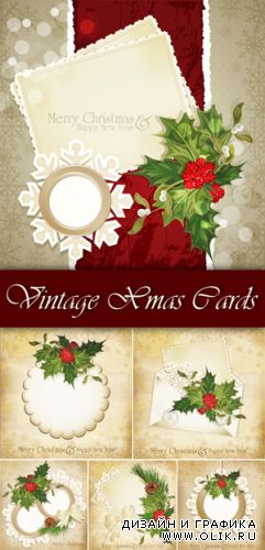 Vintage Christmas Backgrounds Vector 3