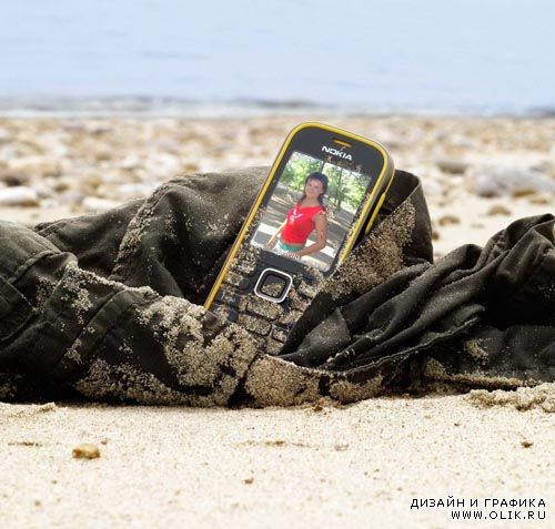 Рамки для фотошоп - в телефоне на пляже