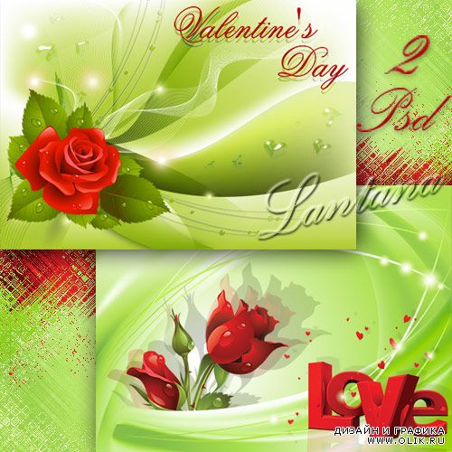 PSD исходники для фотошопа - Красная роза - эмблема любви