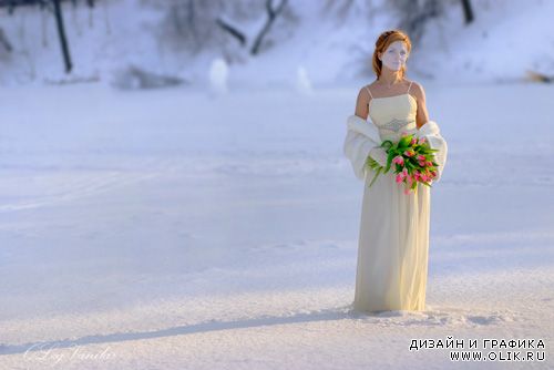 Женский шаблон - свадебная фотосессия зимой