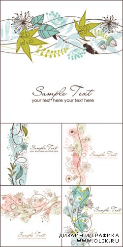 Simple Floral Cards Vector