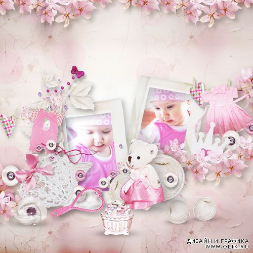 Детский скрап-набор - Little pink bear