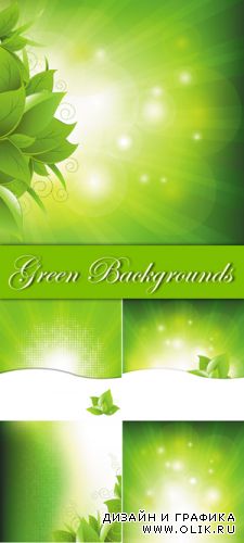 Green Backgrounds with Leaves Vector