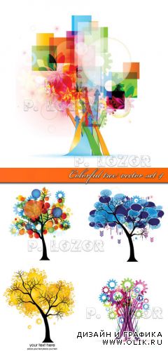 Цветное дерево вектор 4 | Colorful tree vector set 4