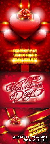 Red Valentine's Day Cards Vector