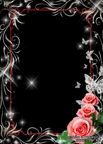 Красивая рамочка для фотошоп "Розовые розы"  