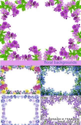 Набор цветочных фонов в виде рамок (HQ) 