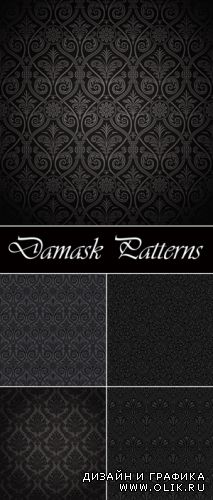 Black Damask Patterns Vector