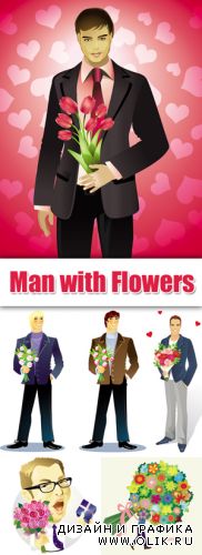 Man with Flowers Vector