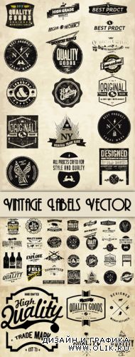 Grunge Style Labels Vector