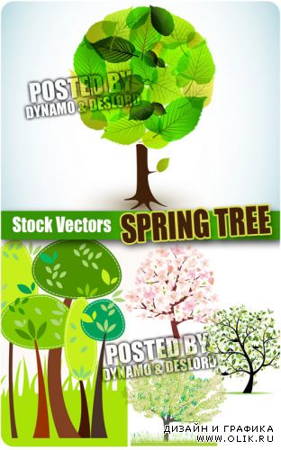 Весенние деревья - векторный клипарт