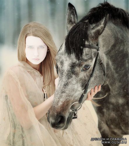 Шаблон для фотошопа – Девушка с конем