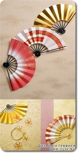 Большая коллекция японских вееров - фоны
