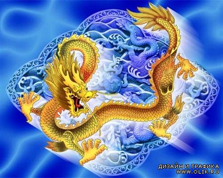 Китайские народные символы в виде драконов - многослойные PSD