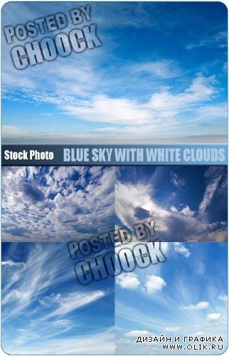 Голубое небо с белыми облаками - растровый клипарт
