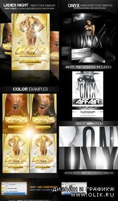 Onyx Flyer and Ladies Night Gold Party Flyer Templates for PHSP