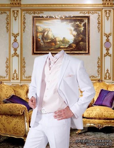 Шаблон для фотошопа – В элегантном белом костюме