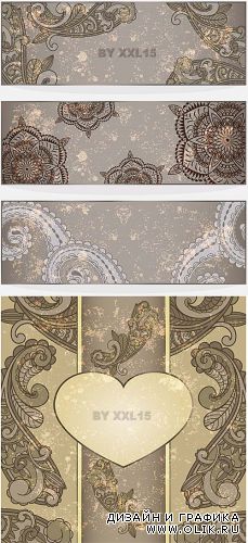 Grunge paisley banners